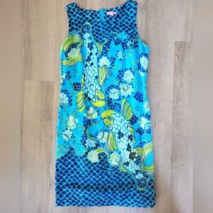 NWOT Lilly Pulitzer Blue and Green Koi Fish Stephanie Dress size 12